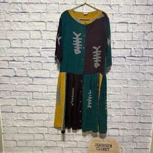 Ex Primitive Simple People Dress Vintage M/L Cottagecore Boho Hippie Colorblock